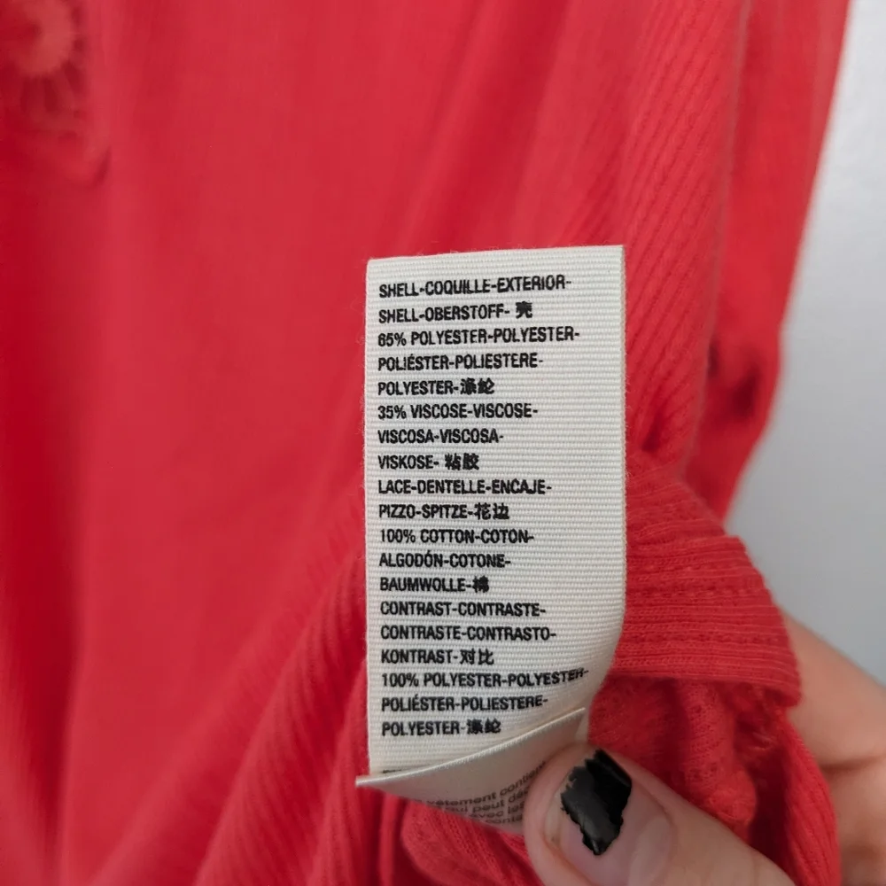 Free People Lola Lace Longsleeve Red Top Women's M